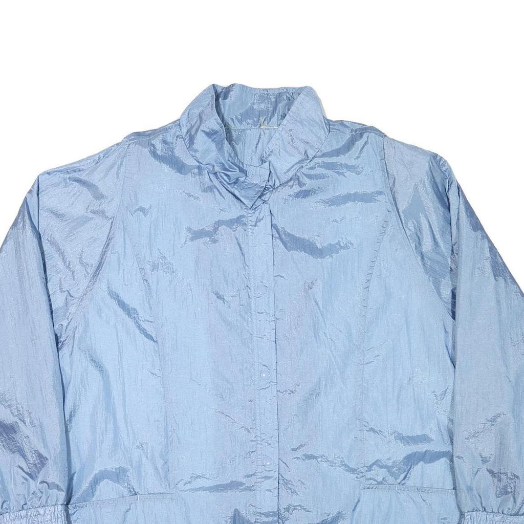 Womens Blue Lightweight Jacket 3XL Polyester Blend Button Closure Plain Casual