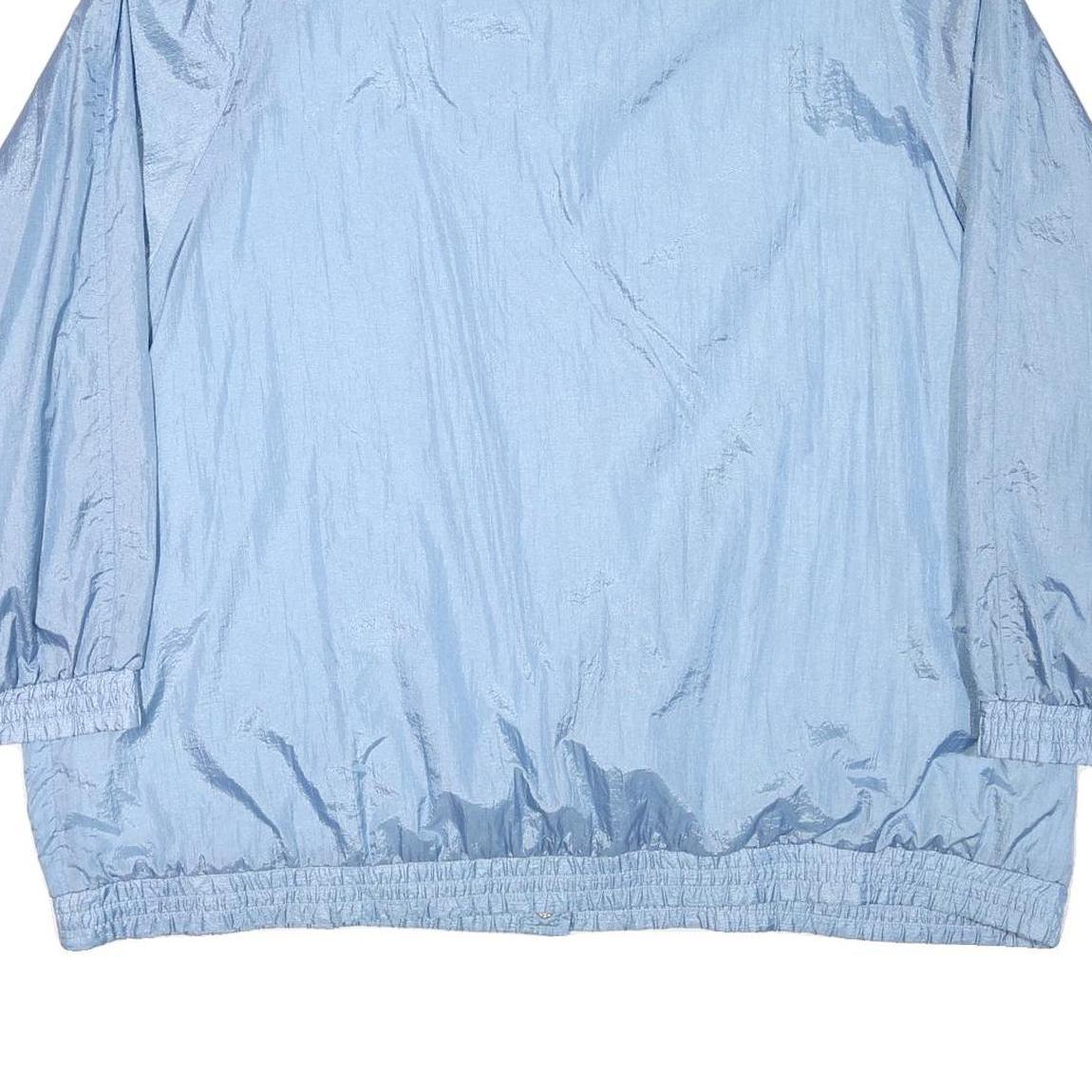 Womens Blue Lightweight Jacket 3XL Polyester Blend Button Closure Plain Casual