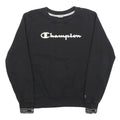 CHAMPION Womens Black Cotton Blend Sweatshirt M Crew Neck Logo Pullover