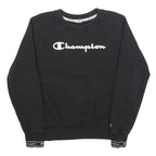 CHAMPION Womens Black Cotton Blend Sweatshirt M Crew Neck Logo Pullover