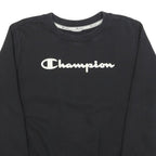 CHAMPION Womens Black Cotton Blend Sweatshirt M Crew Neck Logo Pullover