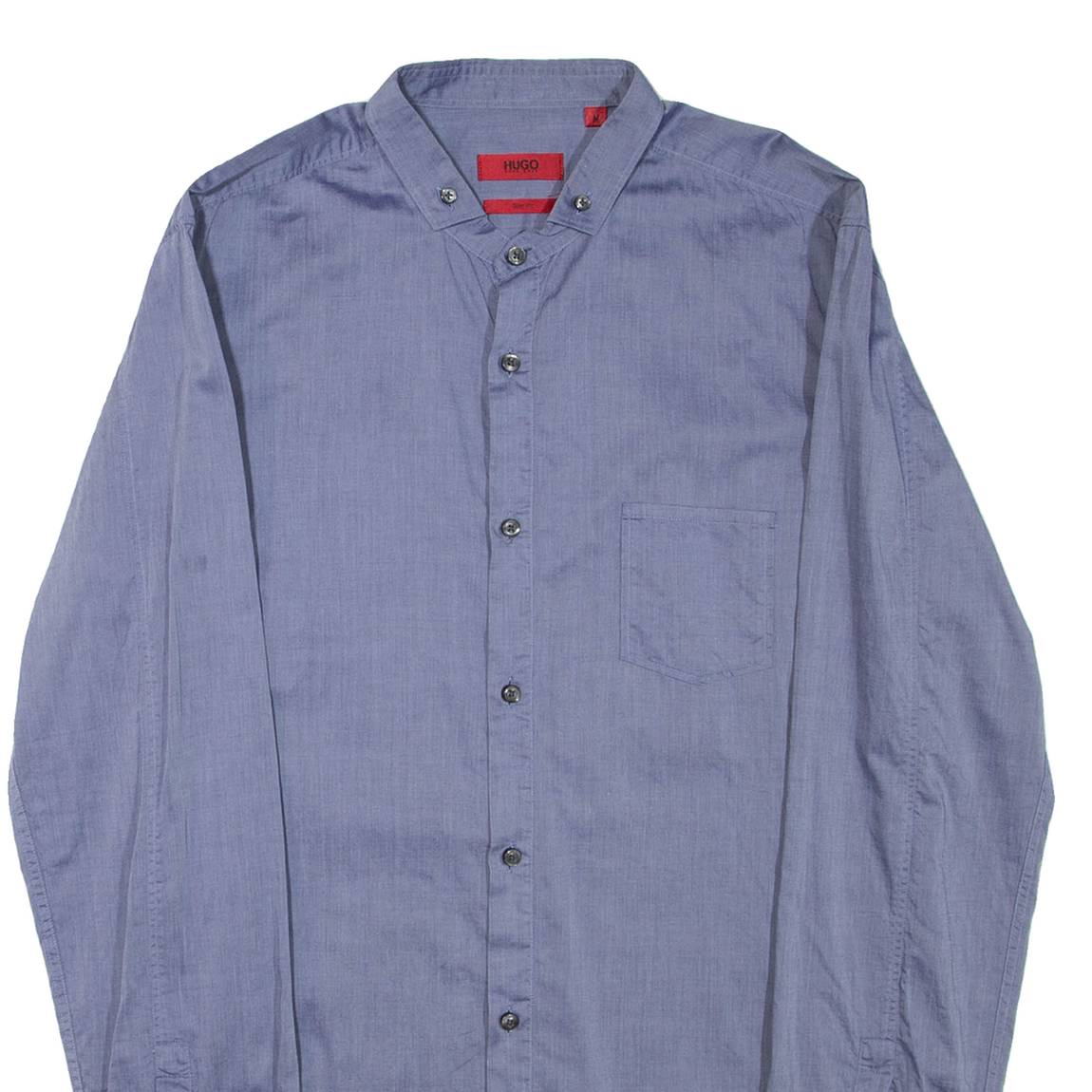 HUGO BOSS Mens Plain Shirt Blue Long Sleeve M