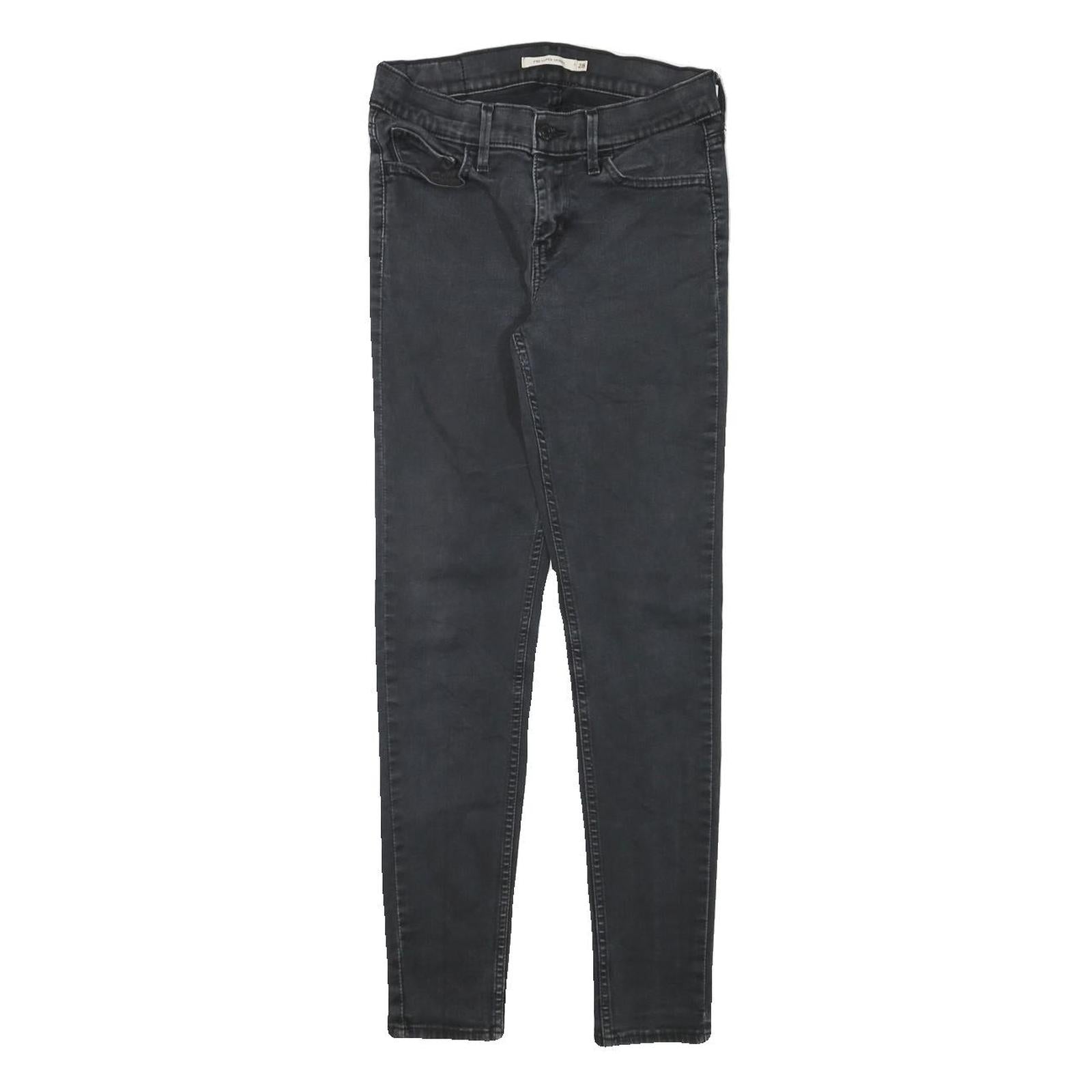 LEVI'S Womens Slim Black Skinny Denim Dark W25 L27 Stretch Zip Jeans