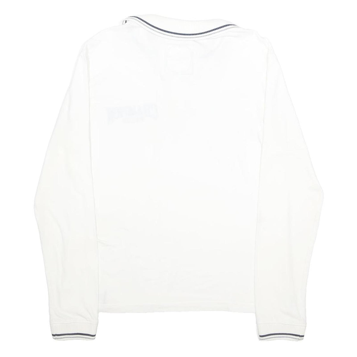 CHAMPION Mens White Long Sleeve Plain XL Cotton Blend Polo Shirt Classic Fit
