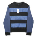 JONATHAN SAUNDERS Womens Black & Blue Patterned Cotton Blend Jumper Crew Neck