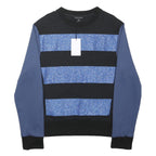 JONATHAN SAUNDERS Womens Black & Blue Patterned Cotton Blend Jumper Crew Neck