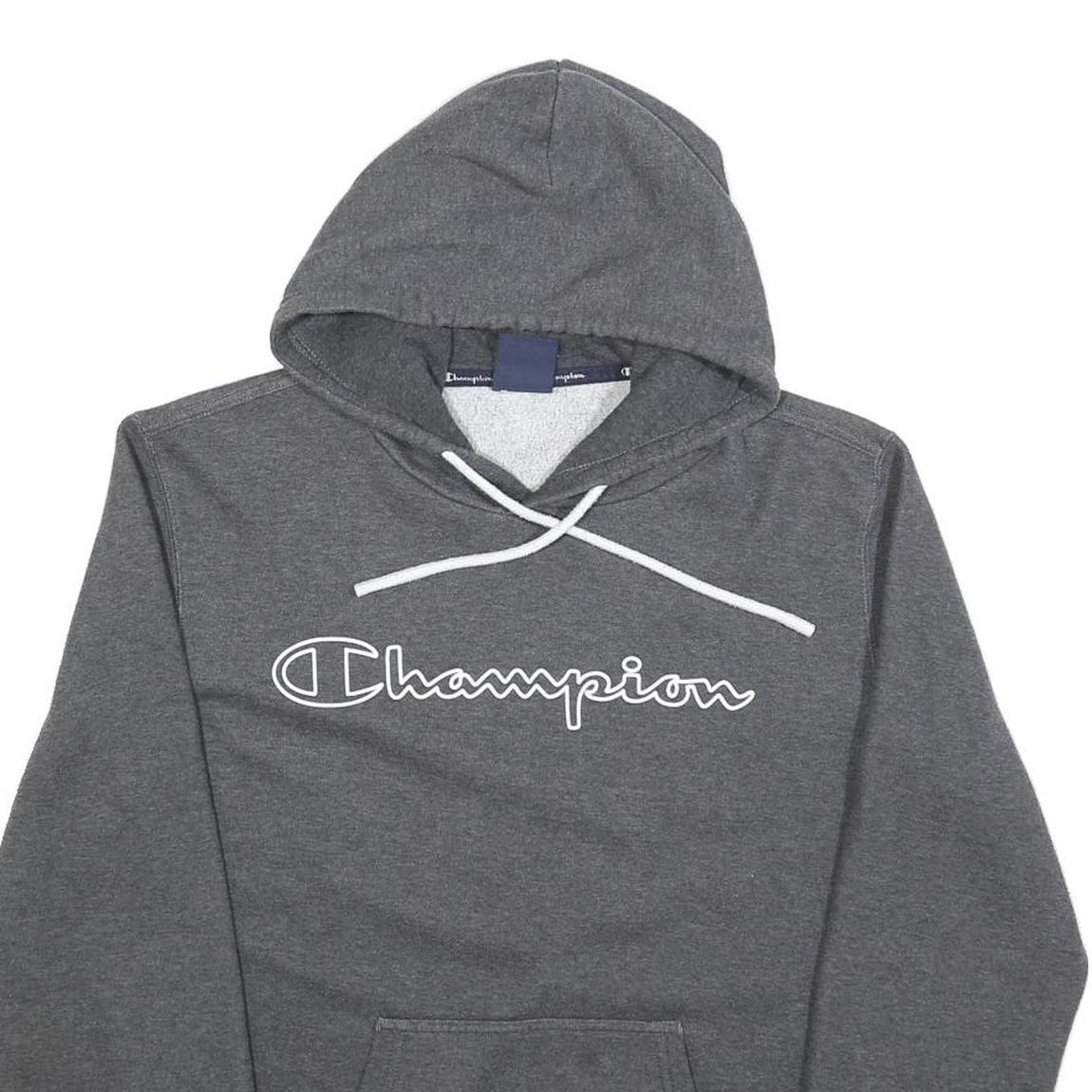 CHAMPION Mens Grey Pullover Hoodie M Cotton Blend Casual Sports Sweatshirt