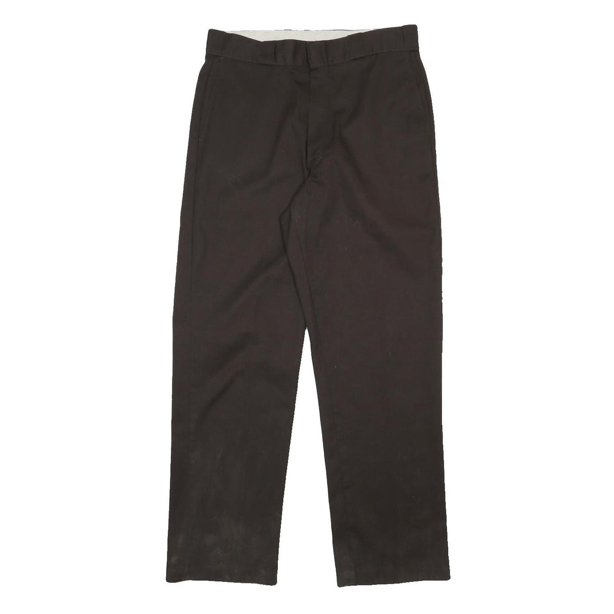 DICKIES Mens Cotton Blend Black Regular Straight Trousers W34 L34 Classic Zip