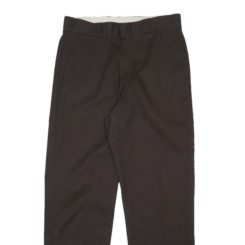 DICKIES Mens Cotton Blend Black Regular Straight Trousers W34 L34 Classic Zip