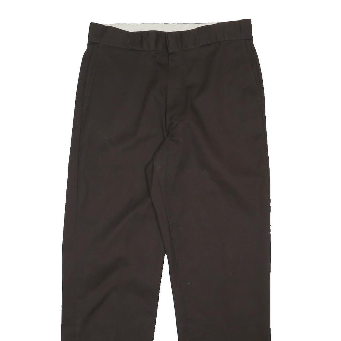 DICKIES Mens Cotton Blend Black Regular Straight Trousers W34 L34 Classic Zip