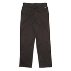 DICKIES Mens Cotton Blend Black Regular Straight Trousers W34 L34 Classic Zip