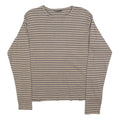 WOOLRICH Womens Beige & Grey Striped Plain Cotton Crew Neck Jumper L Lightweight