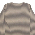 WOOLRICH Womens Beige & Grey Striped Plain Cotton Crew Neck Jumper L Lightweight