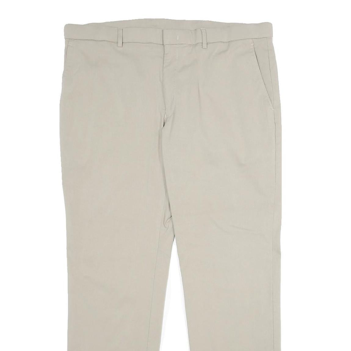 TOMMY HILFIGER Mens Beige Regular Fit Straight Leg Trousers W38 L30 Smart Casual