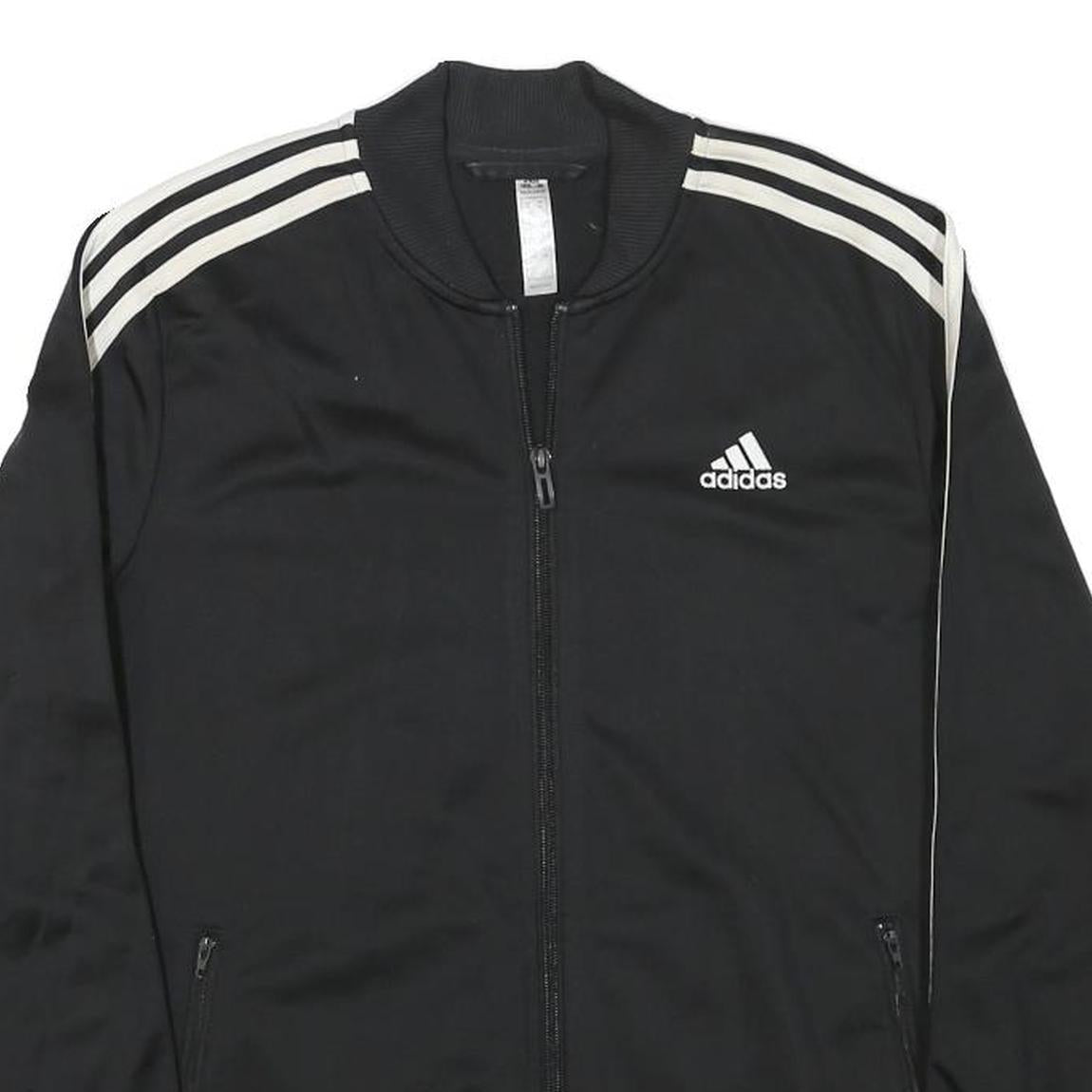 ADIDAS Womens Black & White Track Jacket M Polyester Blend Zip Athletic Fit