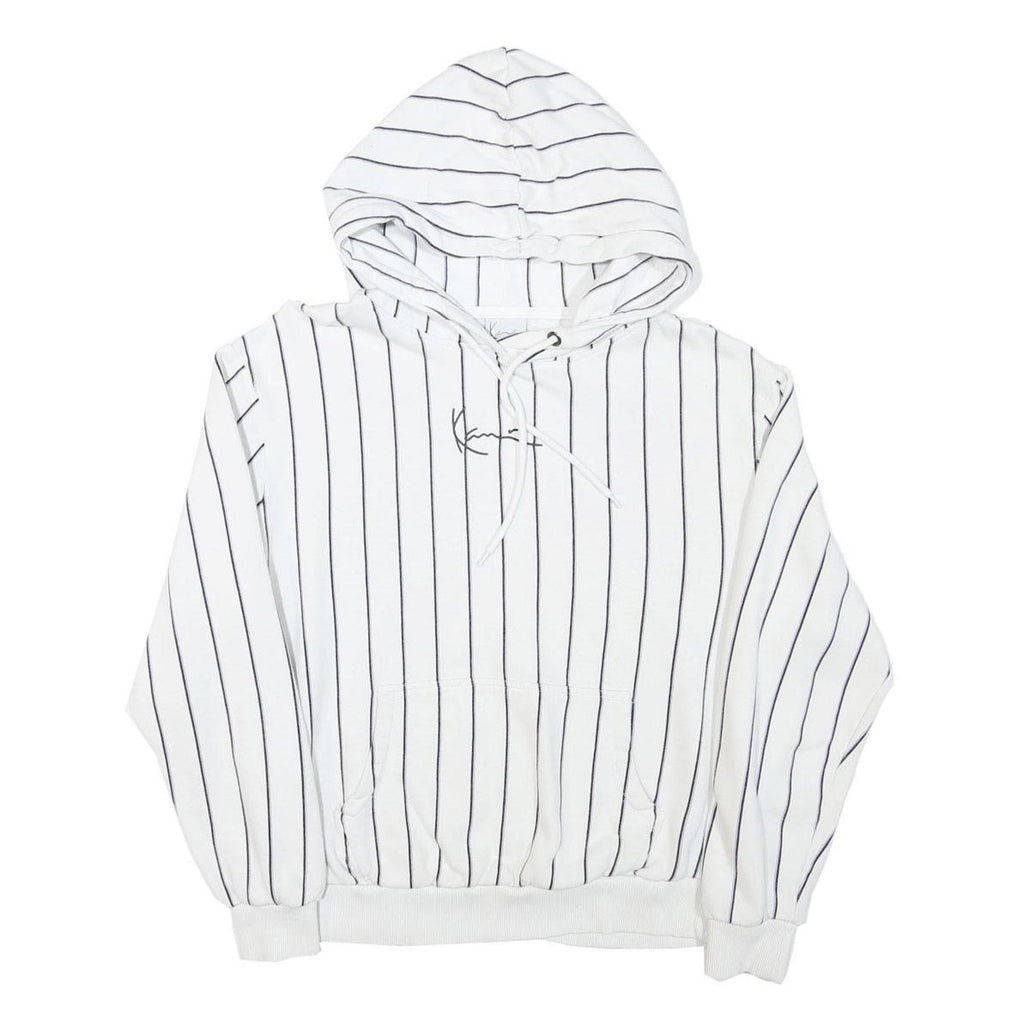 KARL KANI Mens White Black Stripe Hoodie M Cotton Blend Casual Streetwear