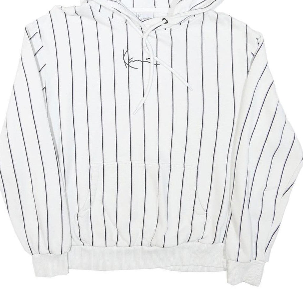 KARL KANI Mens White Black Stripe Hoodie M Cotton Blend Casual Streetwear