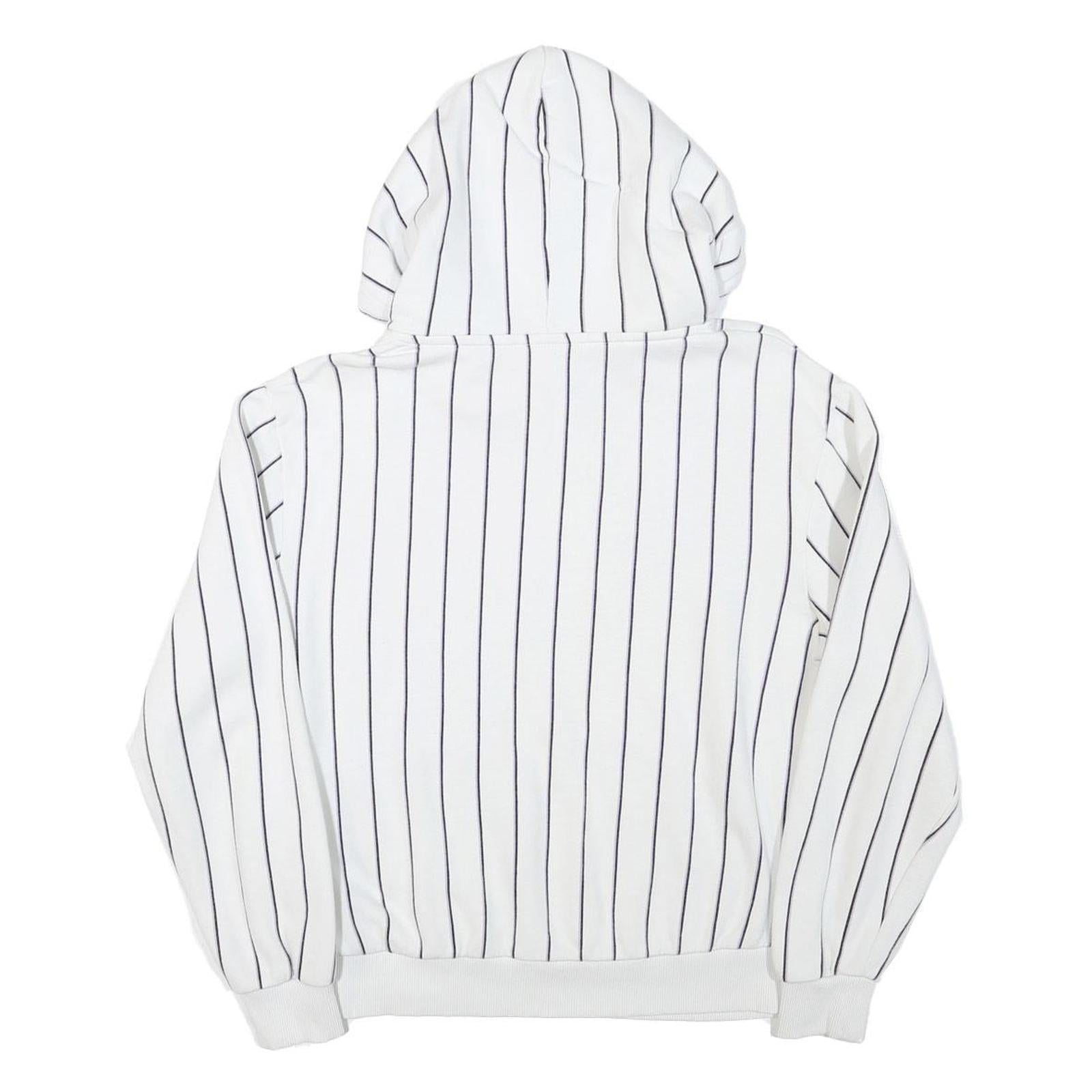 KARL KANI Mens White Black Stripe Hoodie M Cotton Blend Casual Streetwear