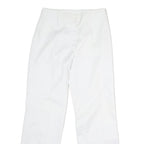 White Womens Cotton Regular Fit Straight Leg Trousers W26 L28 Classic Zip