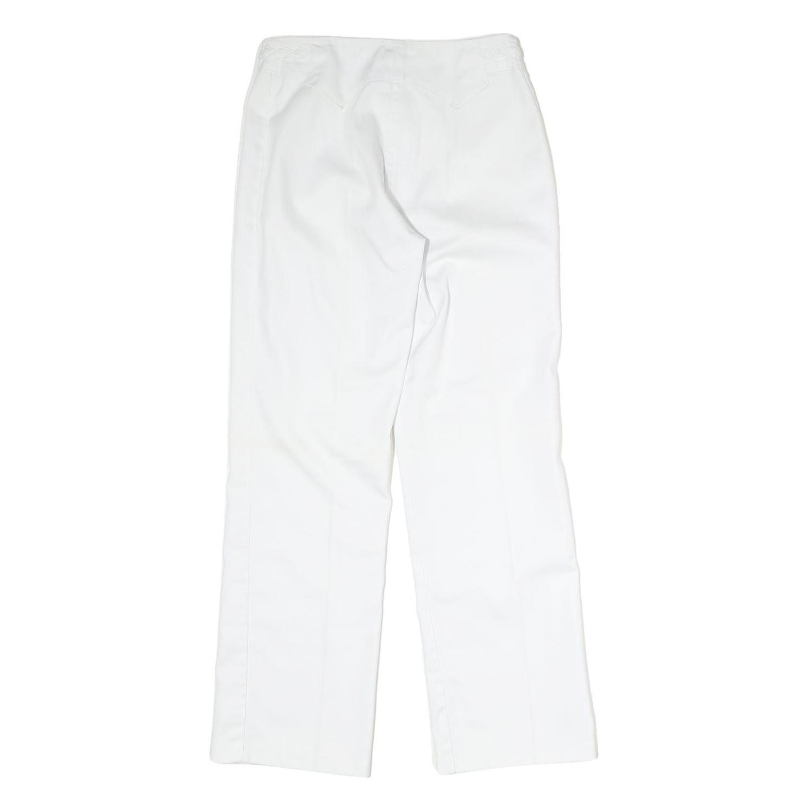 White Womens Cotton Regular Fit Straight Leg Trousers W26 L28 Classic Zip