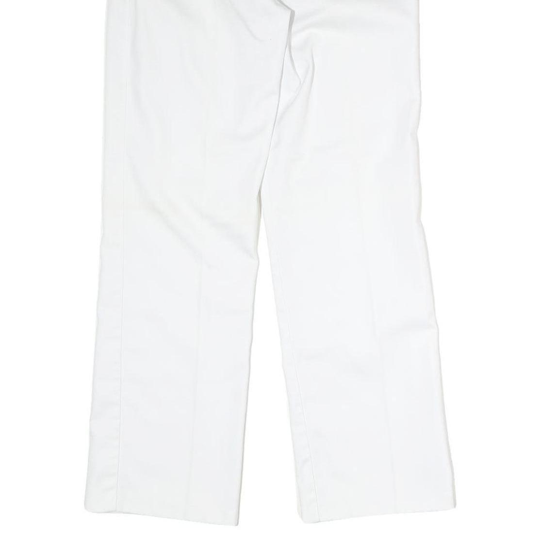 White Womens Cotton Regular Fit Straight Leg Trousers W26 L28 Classic Zip
