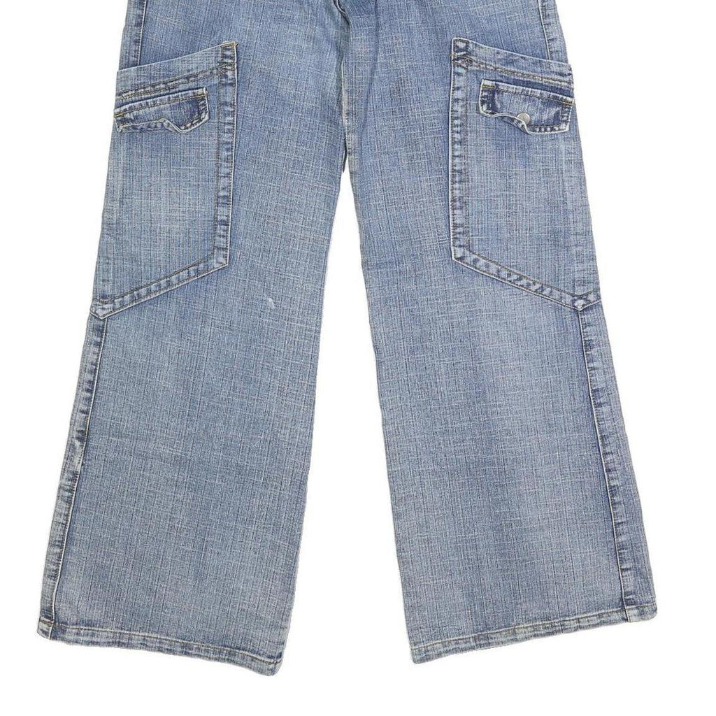 HIONG FENG Mens Blue Regular Wide-Leg Denim Light W28 L29 Casual Workwear Jeans