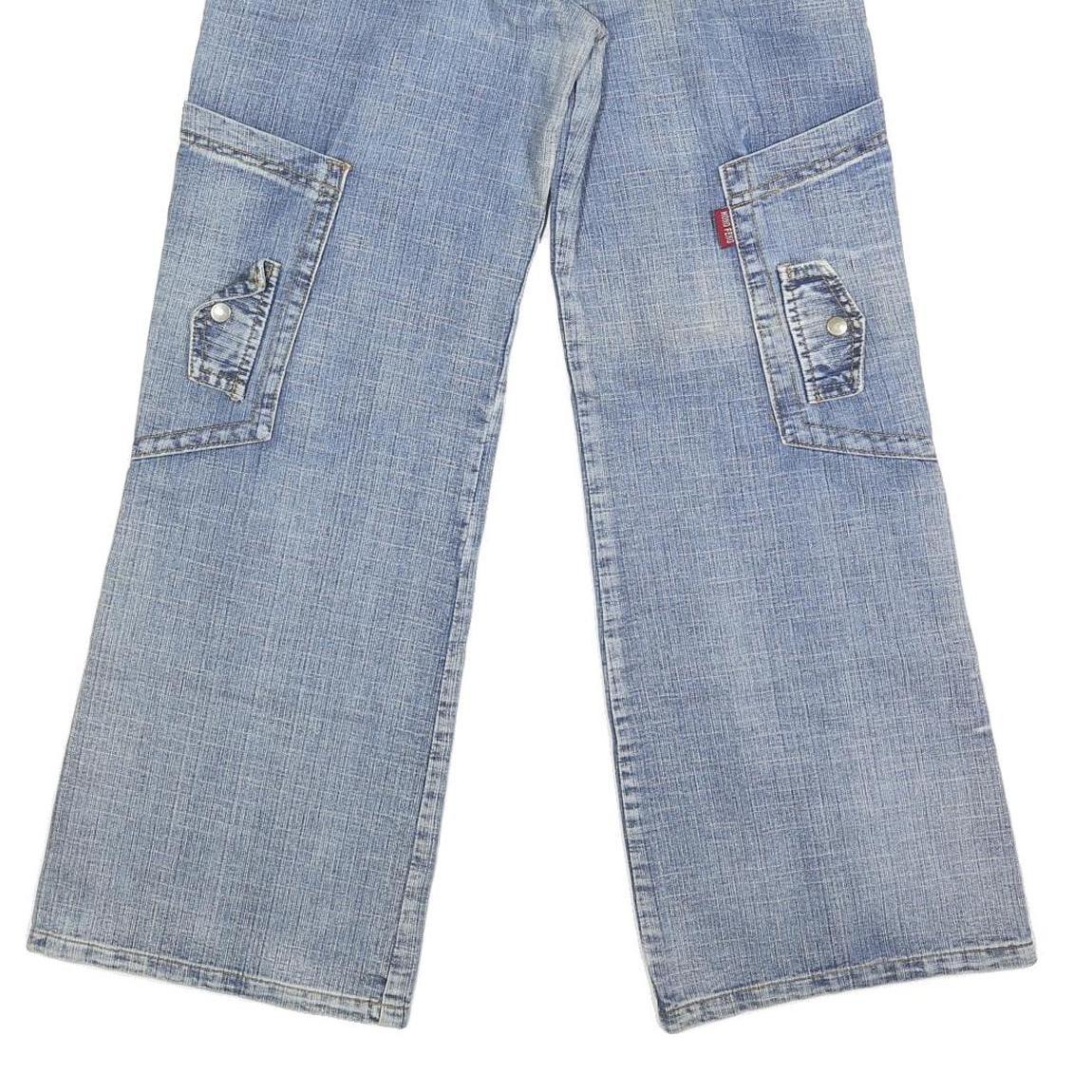 HIONG FENG Mens Blue Regular Wide-Leg Denim Light W28 L29 Casual Workwear Jeans