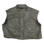 Womens Green Button Closure Sleeveless Polyester Jacket L Plain Stylish