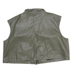 Womens Green Button Closure Sleeveless Polyester Jacket L Plain Stylish