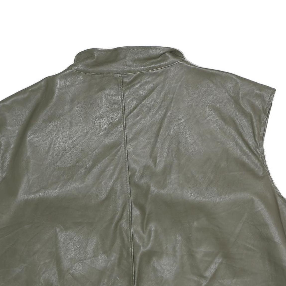 Womens Green Button Closure Sleeveless Polyester Jacket L Plain Stylish