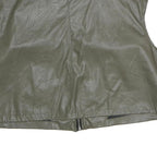 Womens Green Button Closure Sleeveless Polyester Jacket L Plain Stylish