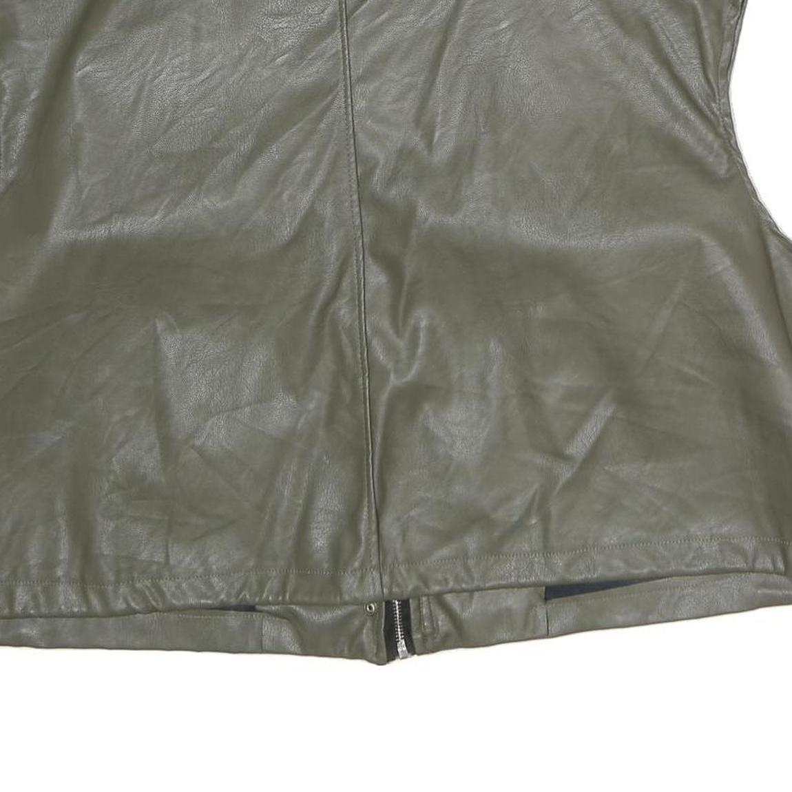 Womens Green Button Closure Sleeveless Polyester Jacket L Plain Stylish