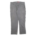 DICKIES Mens Cotton Blend Grey Regular Straight Trousers W34 L32 Workwear Pants