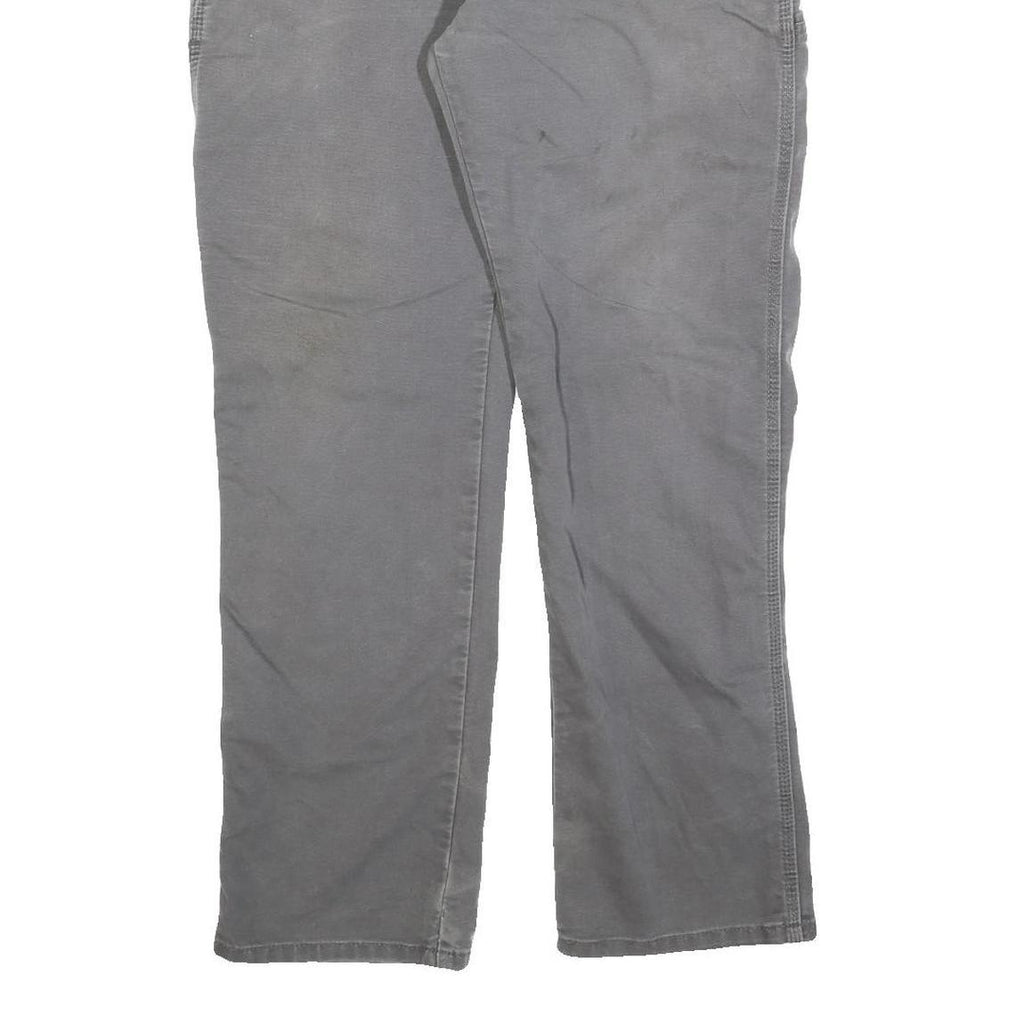 DICKIES Mens Cotton Blend Grey Regular Straight Trousers W34 L32 Workwear Pants