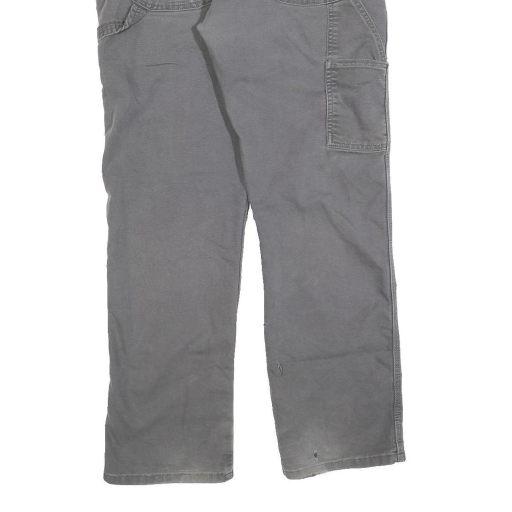 DICKIES Mens Cotton Blend Grey Regular Straight Trousers W34 L32 Workwear Pants