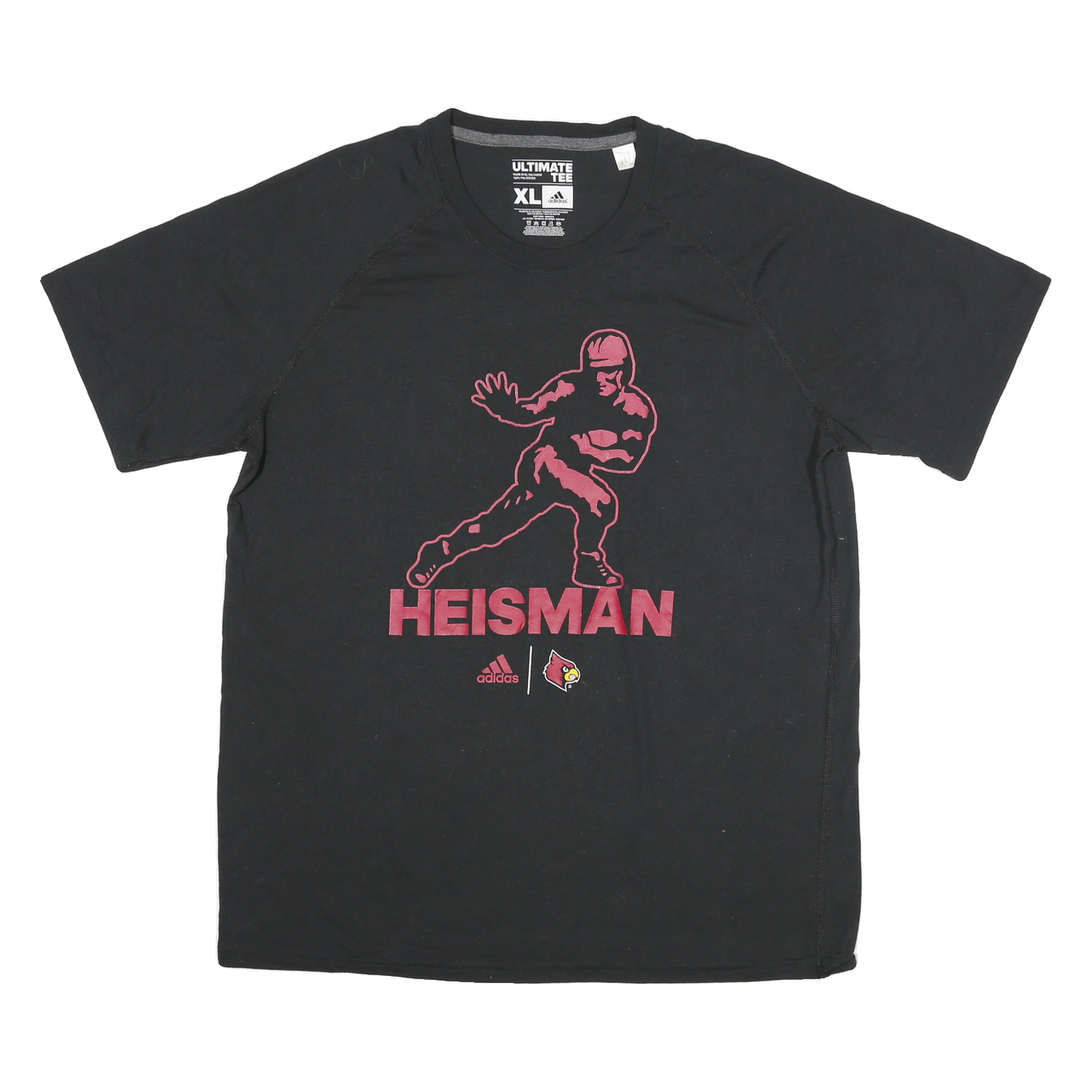 ADIDAS Mens Black Heisman Graphic T-Shirt XL Short Sleeve Crew Neck Cotton Blend