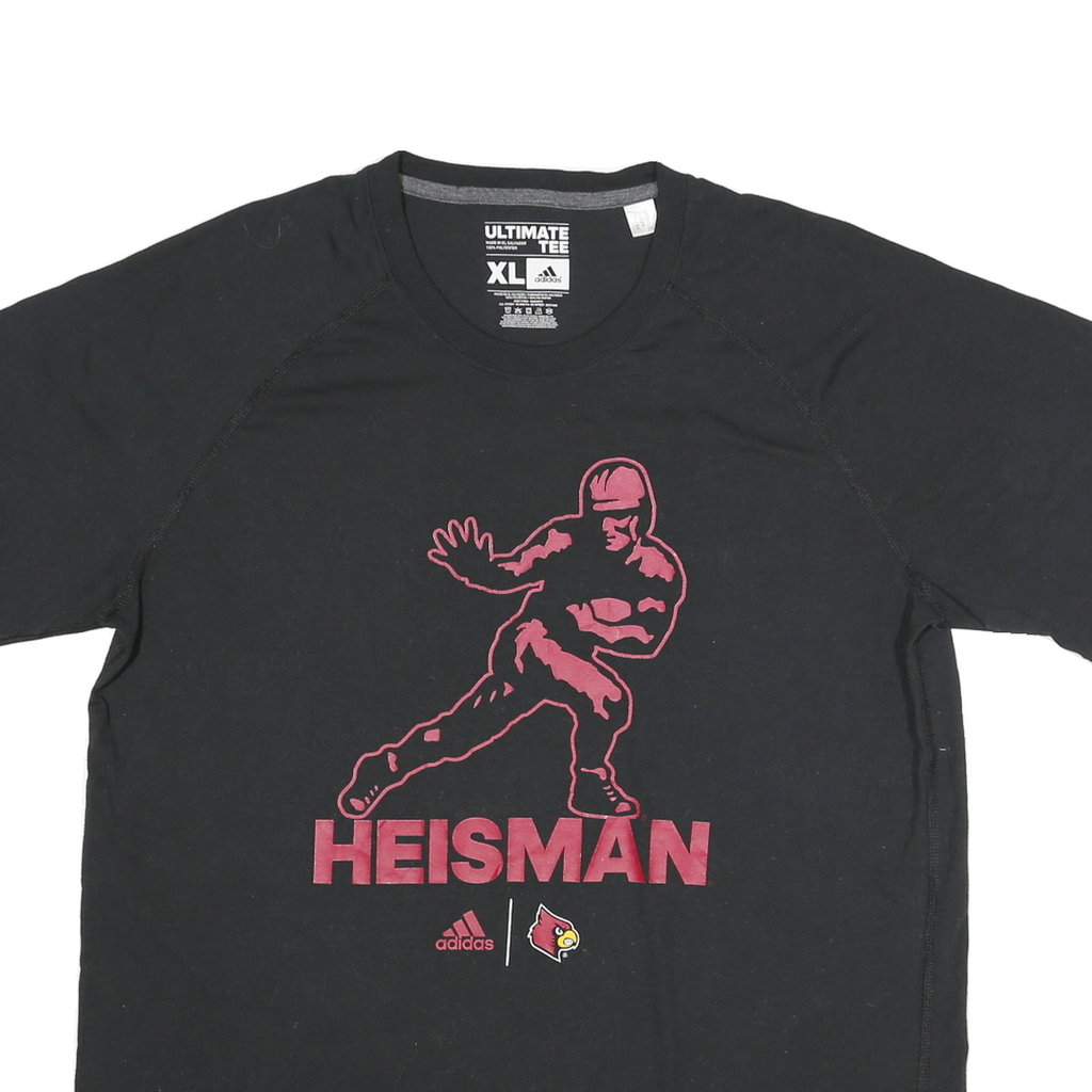 ADIDAS Mens Black Heisman Graphic T-Shirt XL Short Sleeve Crew Neck Cotton Blend