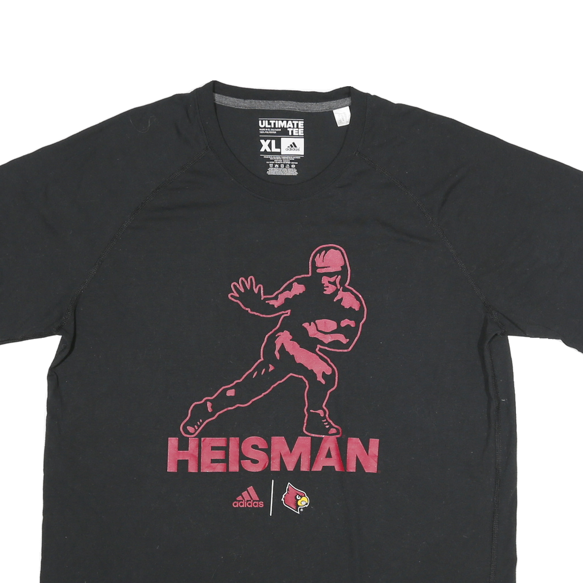 ADIDAS Mens Black Heisman Graphic T-Shirt XL Short Sleeve Crew Neck Cotton Blend