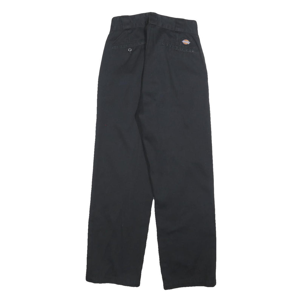 DICKIES Mens Cotton Blend Black Relaxed Straight Trousers W26 L26 Workwear