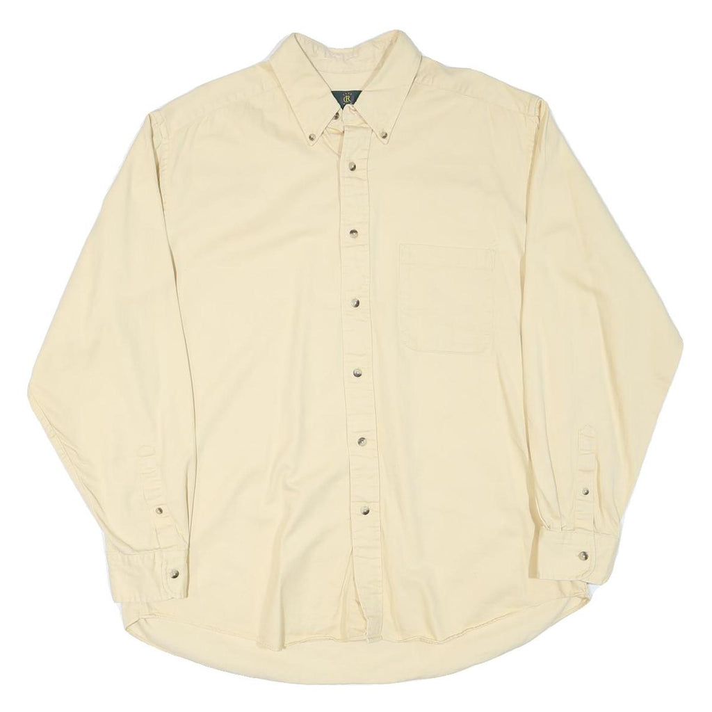 CLUB ROON Mens Beige XL Cotton Blend Shirt Button-Down Classic Long Sleeve
