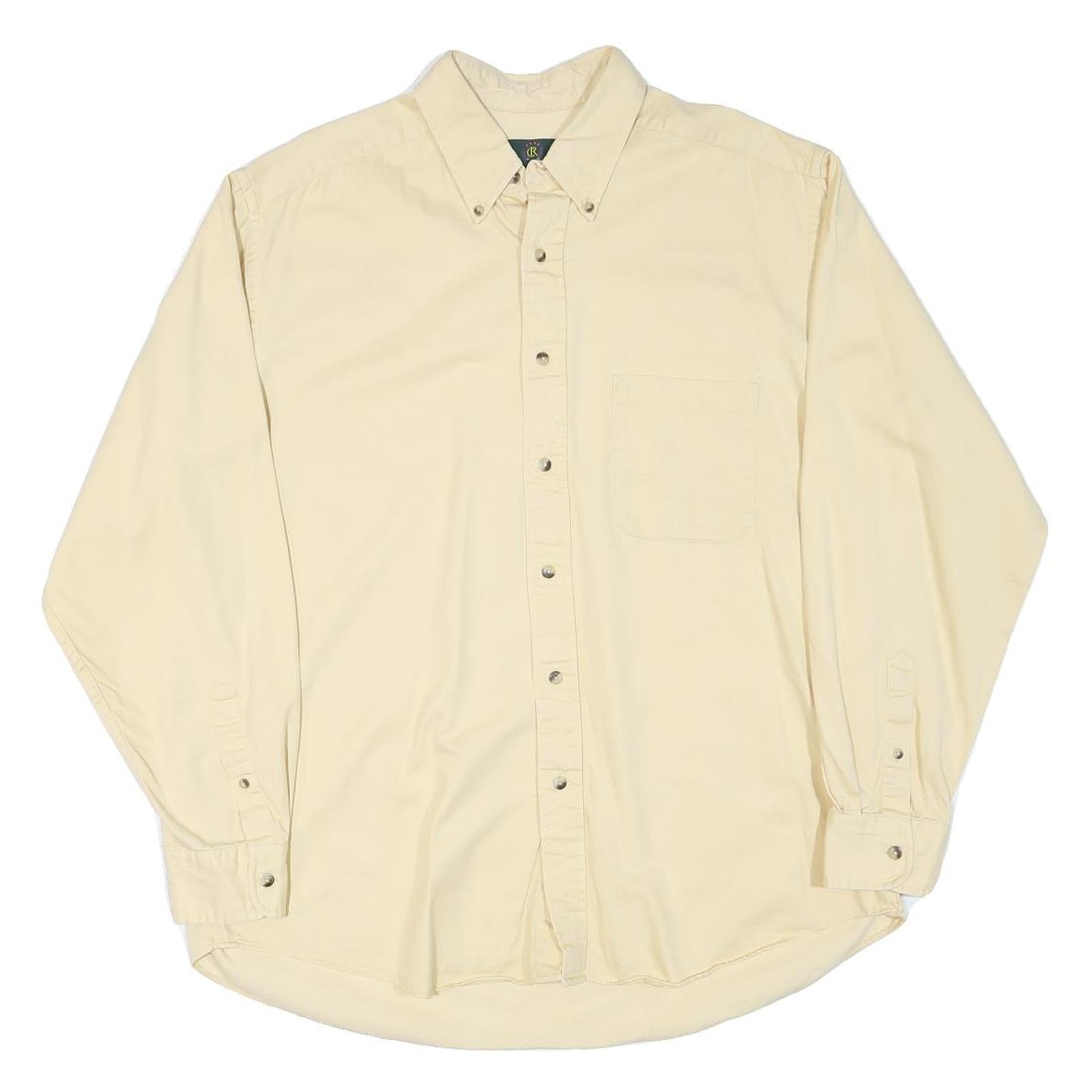 CLUB ROON Mens Beige XL Cotton Blend Shirt Button-Down Classic Long Sleeve