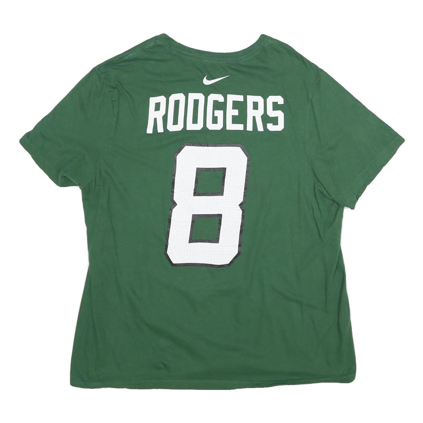 NIKE Mens Green New York Jets Rodgers Graphic T-Shirt XL Crew Neck Short Sleeve