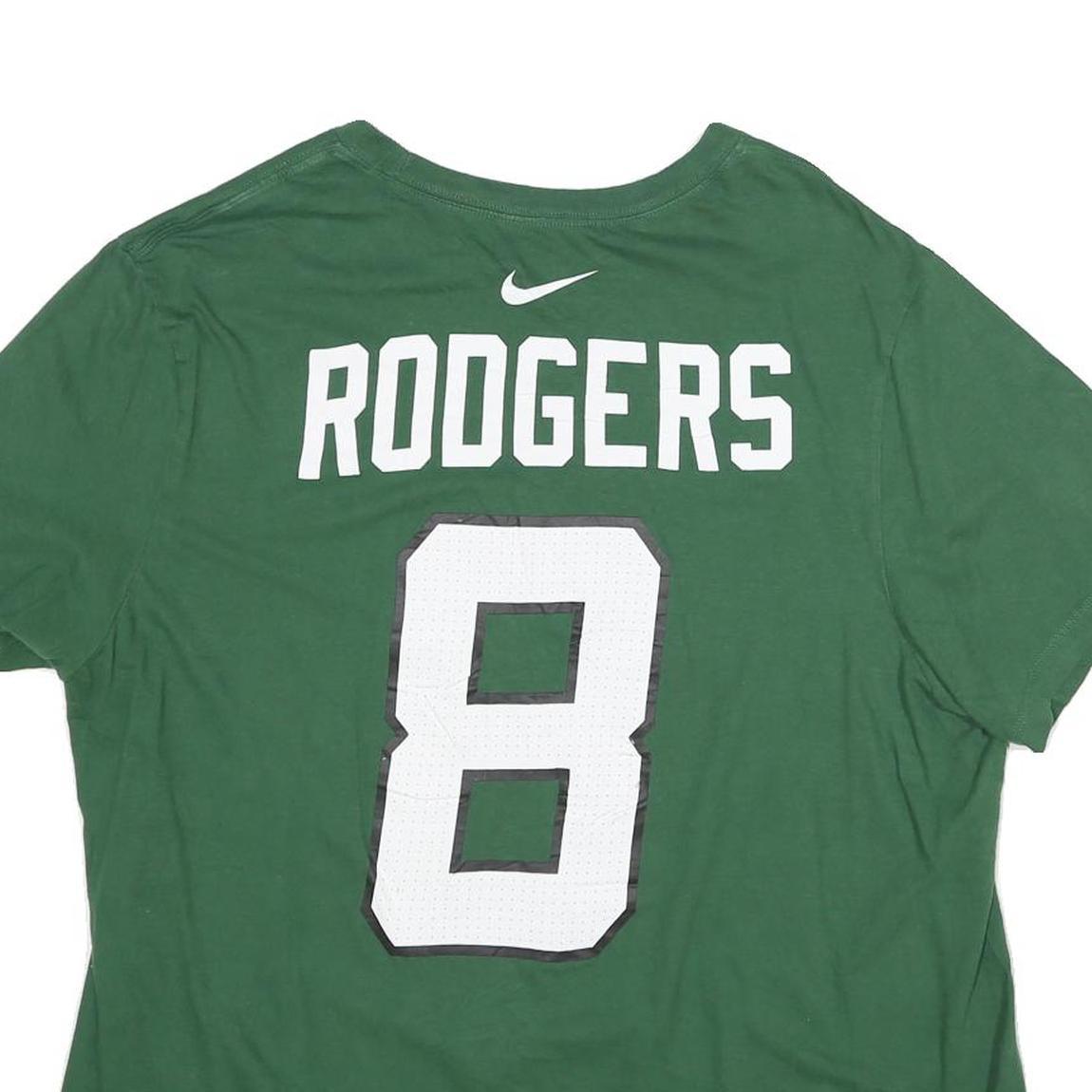 NIKE Mens Green New York Jets Rodgers Graphic T-Shirt XL Crew Neck Short Sleeve
