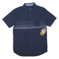 VANS Mens Blue Short Sleeve Cotton Blend Shirt S Casual Button Pocket