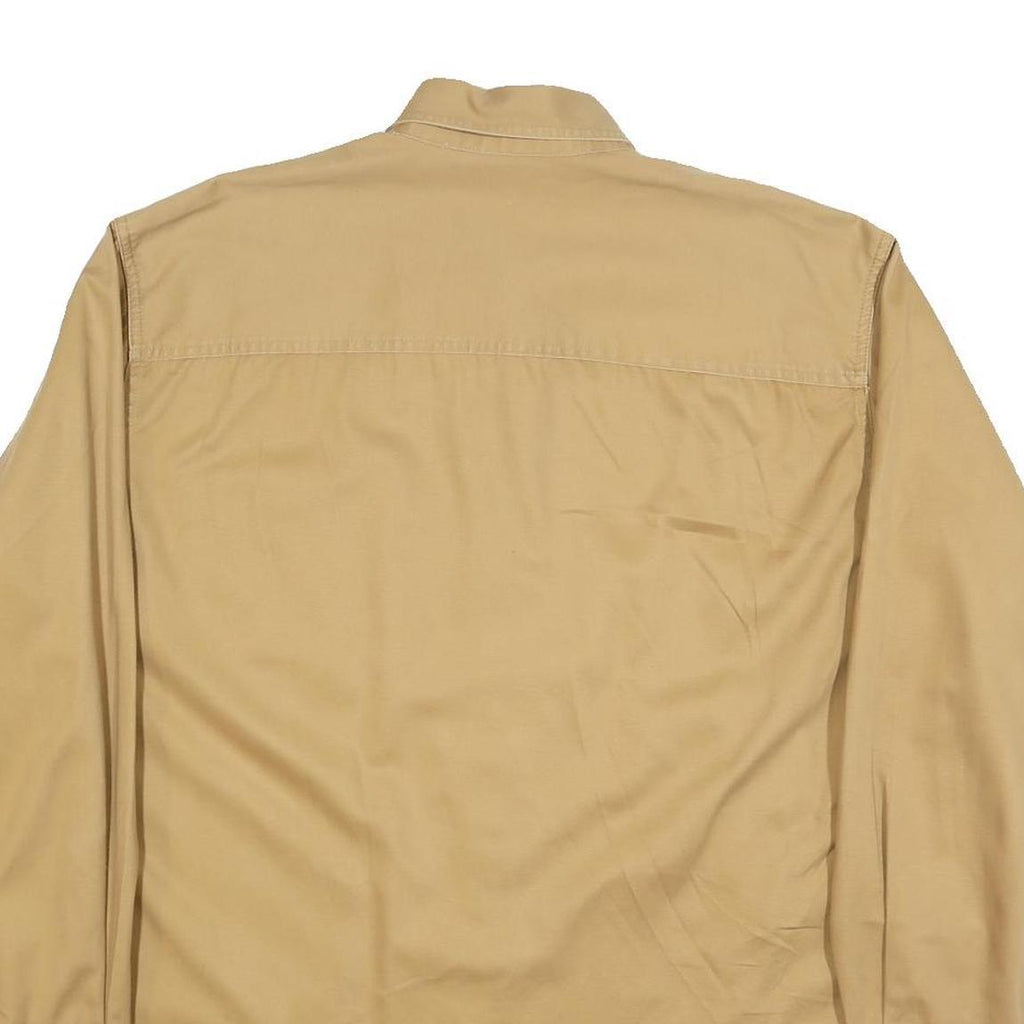 FALLS CREEK Mens Beige Cotton Shirt L Button Down Long Sleeve Classic Fit