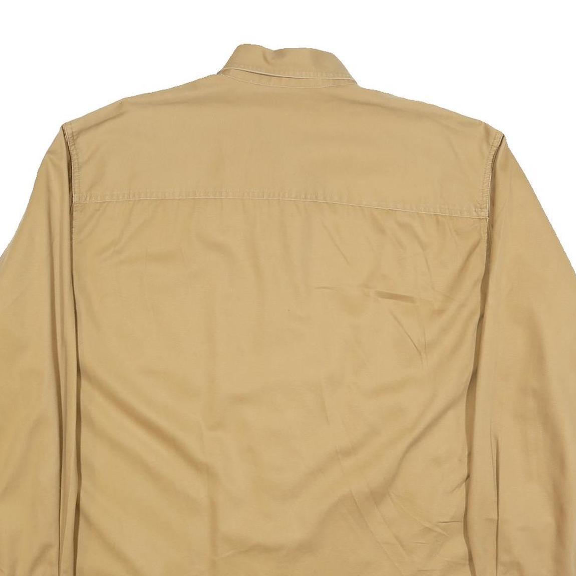 FALLS CREEK Mens Beige Cotton Shirt L Button Down Long Sleeve Classic Fit