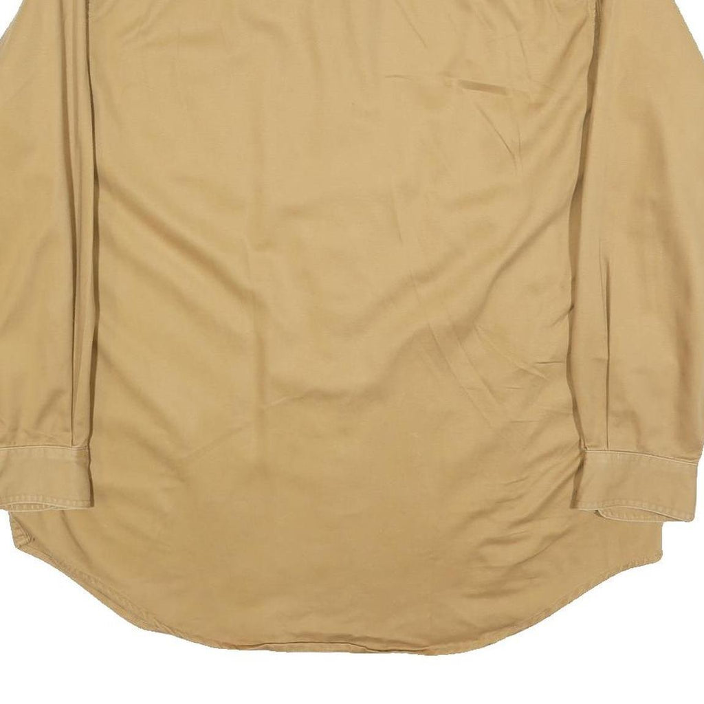 FALLS CREEK Mens Beige Cotton Shirt L Button Down Long Sleeve Classic Fit