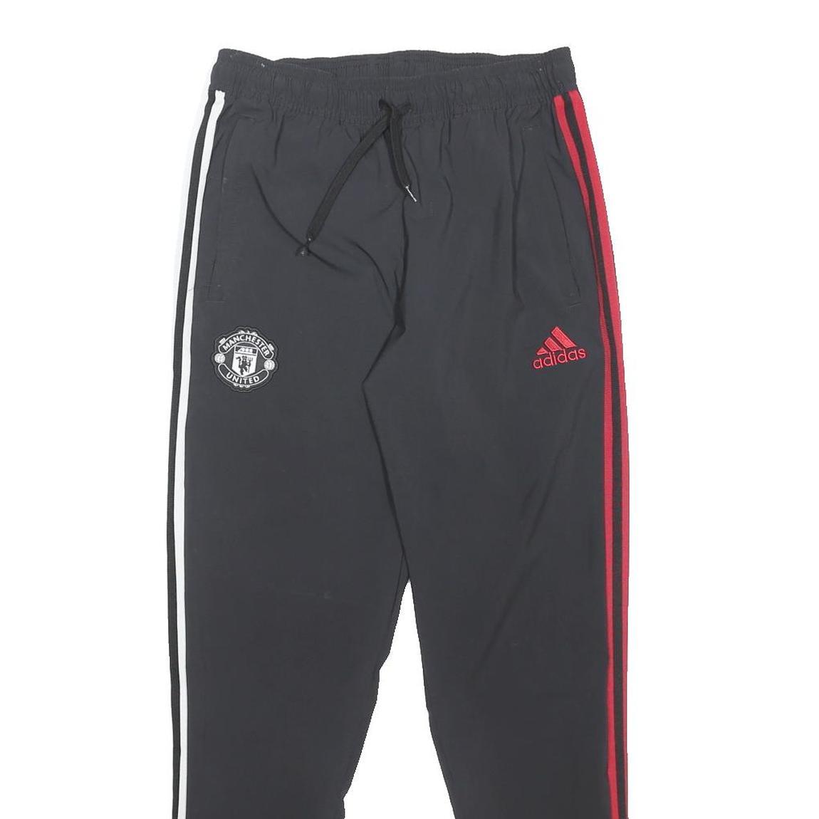 ADIDAS Mens Joggers Black & Red Regular Tapered M W28 L31 Manchester United