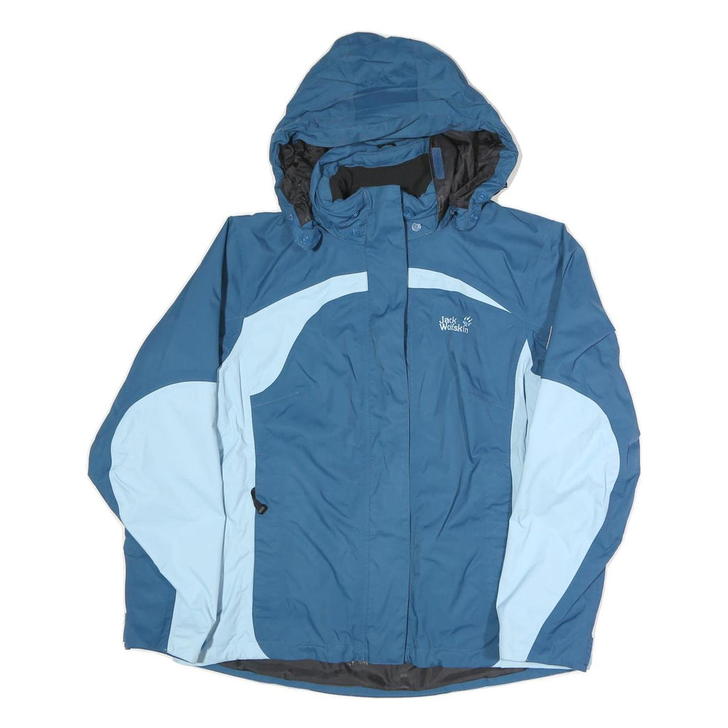 JACK WOLFSKIN Womens Blue & Light Blue Outdoor Jacket UK 16 Polyester Blend Zip