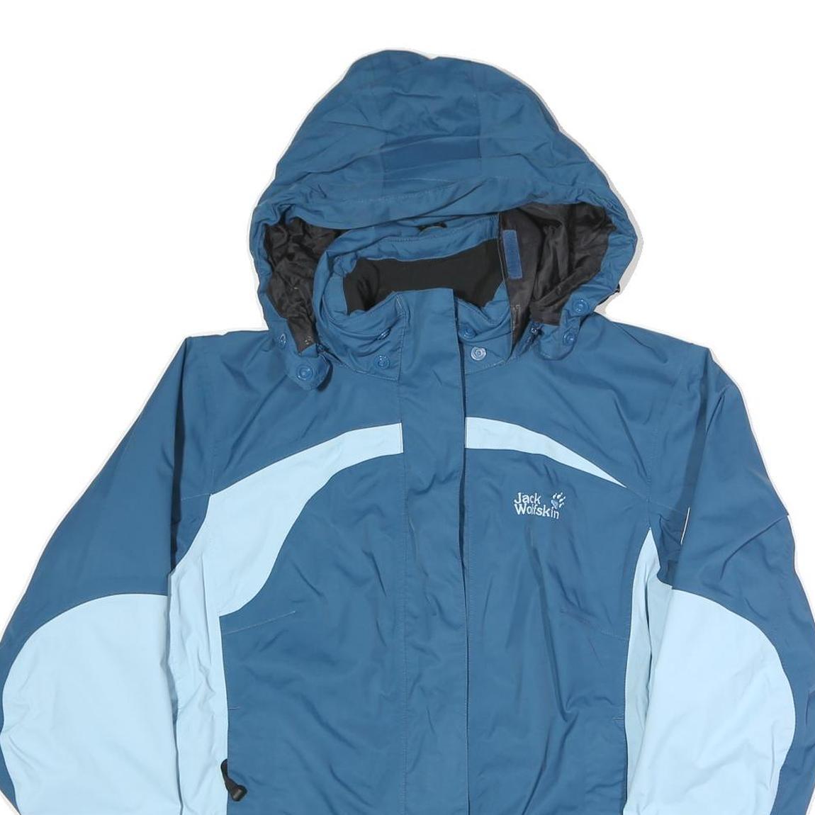 JACK WOLFSKIN Womens Blue & Light Blue Outdoor Jacket UK 16 Polyester Blend Zip